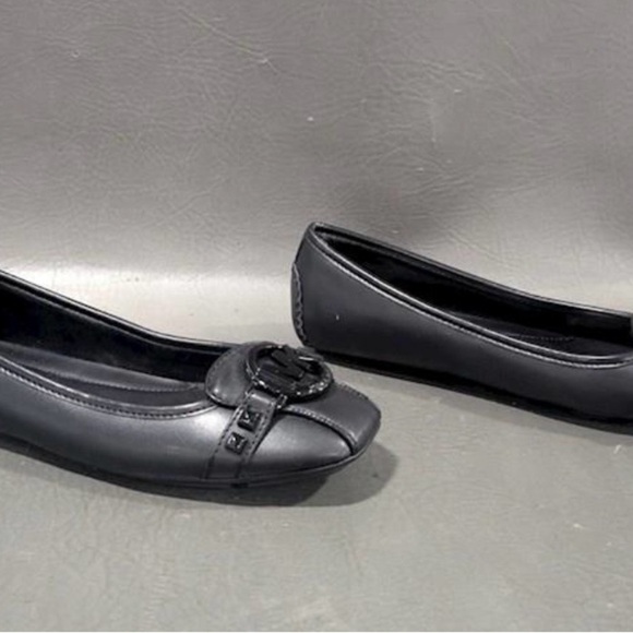 NWOT Faux Leather Black Logo Flats - Picture 2 of 6